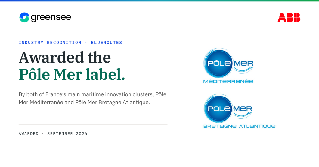Blueroutes awarded the Pôle Mer label in September 2026 by Pôle Mer Méditerranée and Pôle Mer Bretagne Atlantique